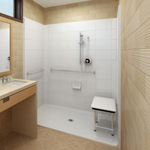 Barrier Free Corner Shower - Three piece 60x48 - Real Tile Look